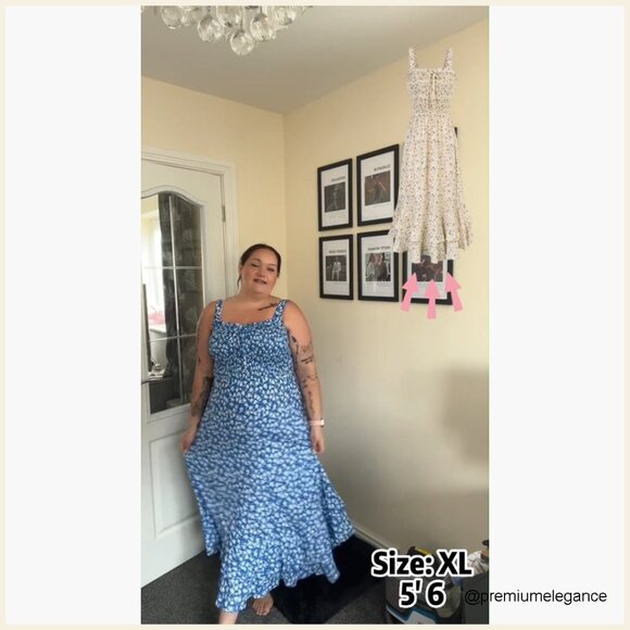 Floral Maxi Dress Square Neck Strapped A-Line Sundress Beach Vacation - Picture 7 of 7